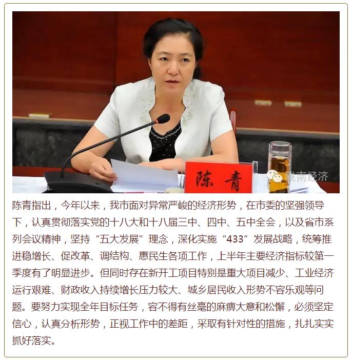 陳青在市政府全體會議上強調(diào)：緊盯一個目標(biāo)抓好九大任務(wù)落實強化三項保障，確保全市經(jīng)濟社會持續(xù)快速發(fā)展